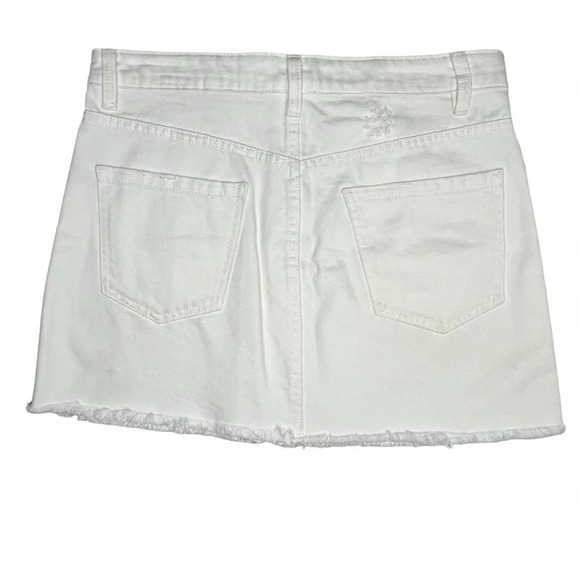 We the Free Zip It Up Vintage White Distressed Raw Hem Jean Mini Skirt Size 29 - Picture 6 of 13